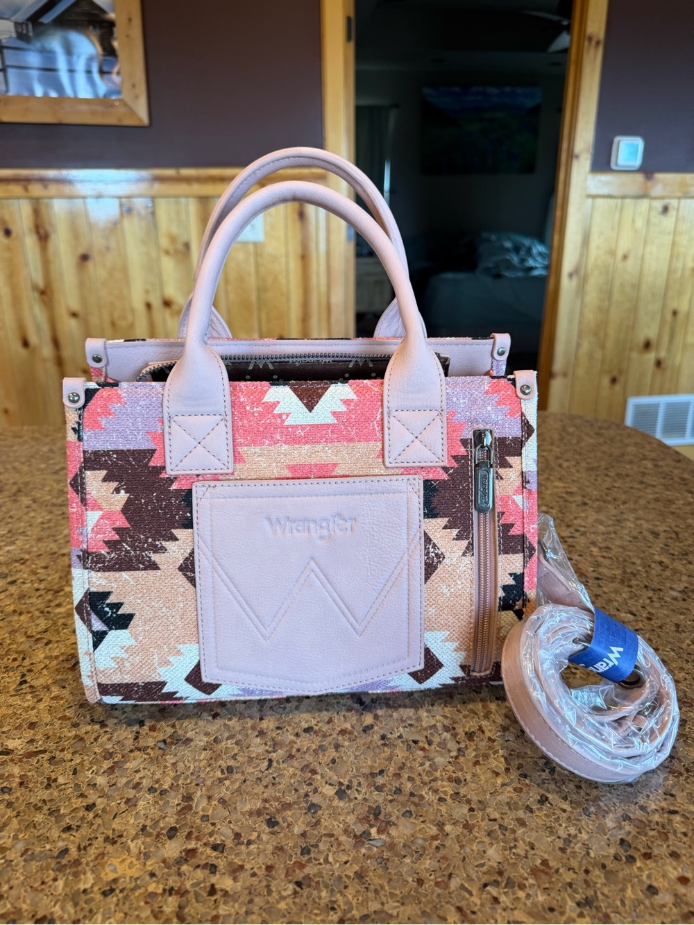 Wrangler Pink Multi Aztec Mini Tote - Picture 2 of 3